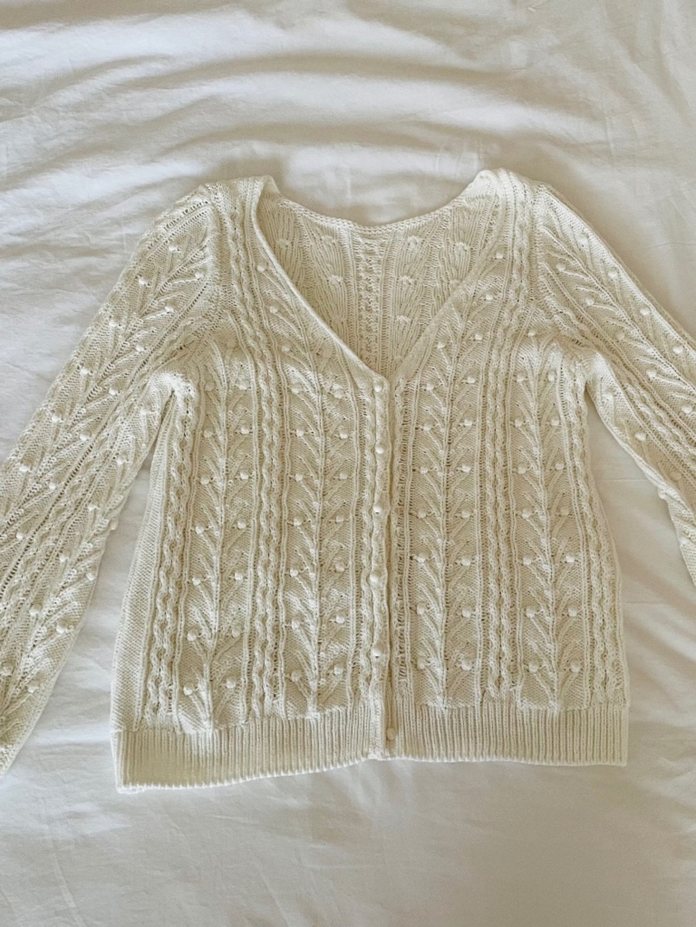 Sezane Beryl Cardigan Organic Cotton Cream Size XS